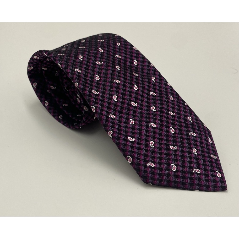 Santorelli Men's 100% Silk Handmade Italy Paisley Neck Tie Purple‎